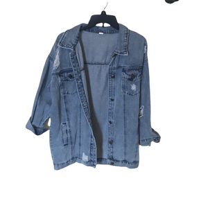 SOLD oversized distressed denim jacket